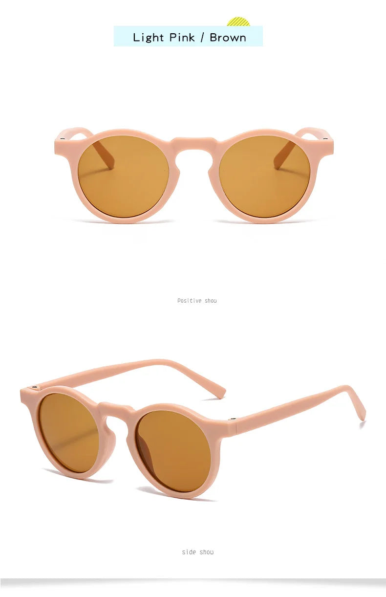 New Children Vintage Frosted Round Outdoor Sun Protection Sunglasses Baby Girls Acrylic UV400 Sunglasses Kids Fashion Glasses