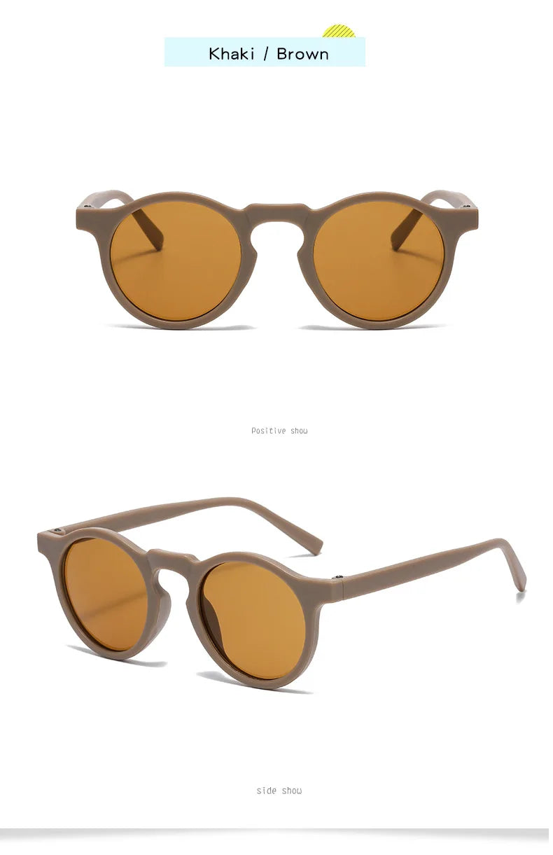 New Children Vintage Frosted Round Outdoor Sun Protection Sunglasses Baby Girls Acrylic UV400 Sunglasses Kids Fashion Glasses