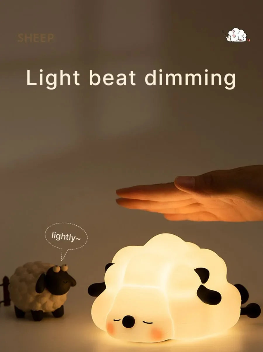 Cute LED Night Light Panda Sheep Rabbit Silicone Nightlights Timing USB Rechargeable For Bedroom Decoration Kids Birthday Gift