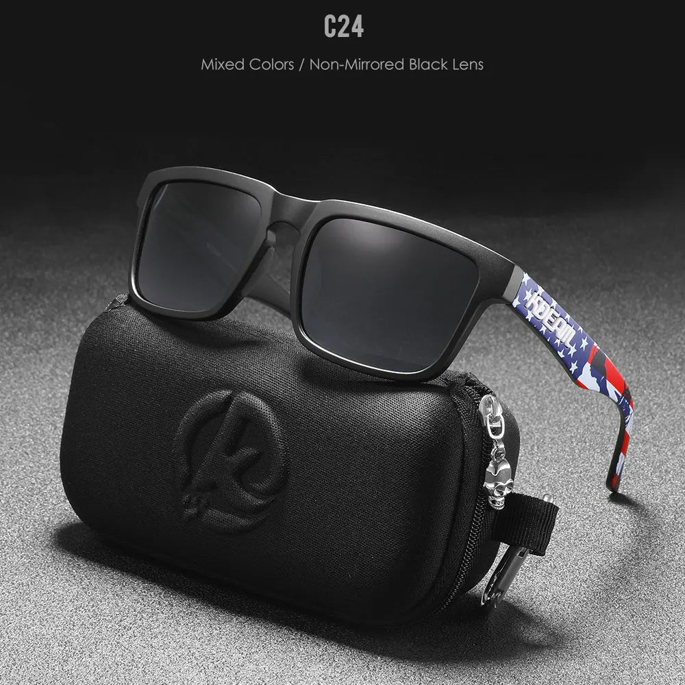 New KDEAM Brand High Quality Men Square Sunglasses Colors Sports Polarized Sun Glasses Reflective Coating Mirrored Lens UV400