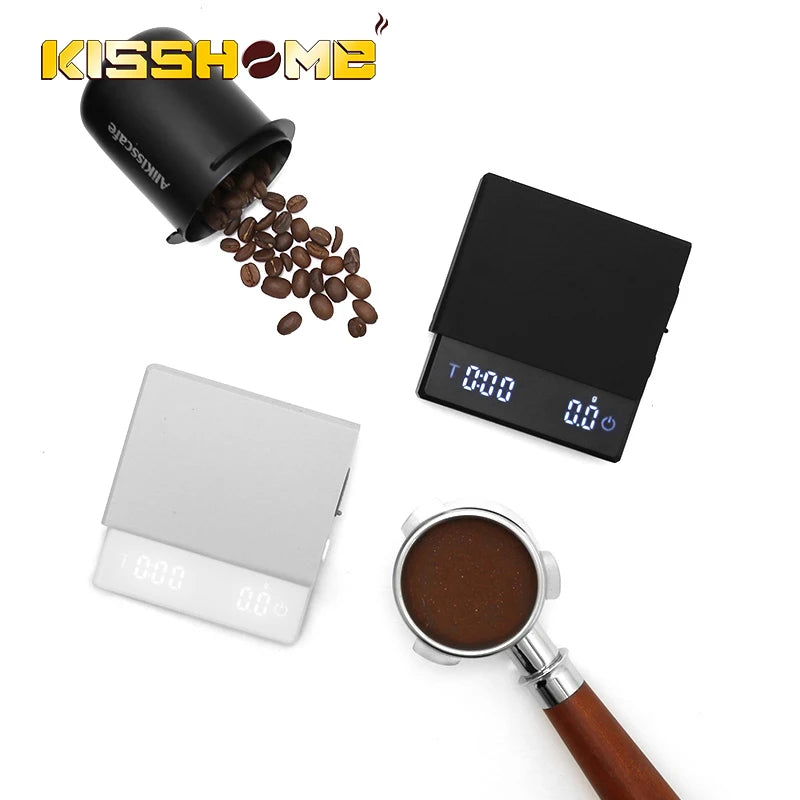 AliKisscafe Coffee Scale Digital Weight Electronic Kitchen Measuring Scales 0.1g High Precision Espresso Accessory Barista Tool