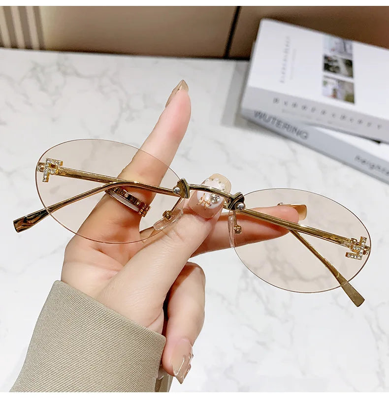 European and American fashionable frameless metal sunglasses