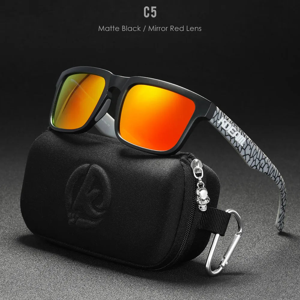 New KDEAM Brand High Quality Men Square Sunglasses Colors Sports Polarized Sun Glasses Reflective Coating Mirrored Lens UV400