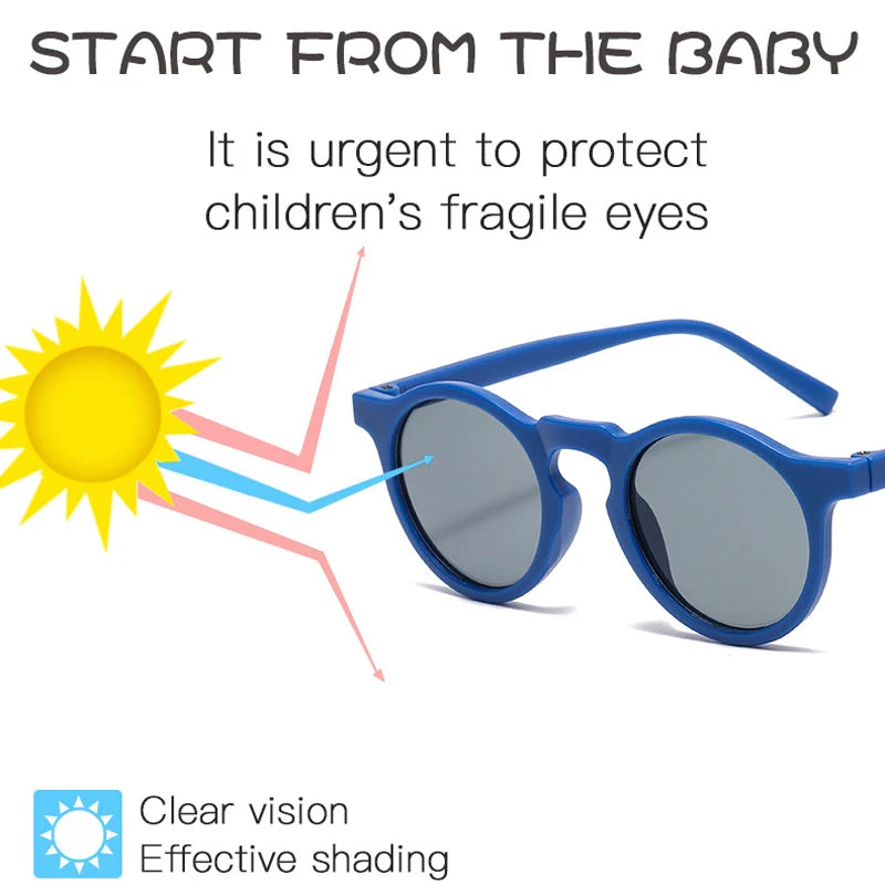 New Children Vintage Frosted Round Outdoor Sun Protection Sunglasses Baby Girls Acrylic UV400 Sunglasses Kids Fashion Glasses