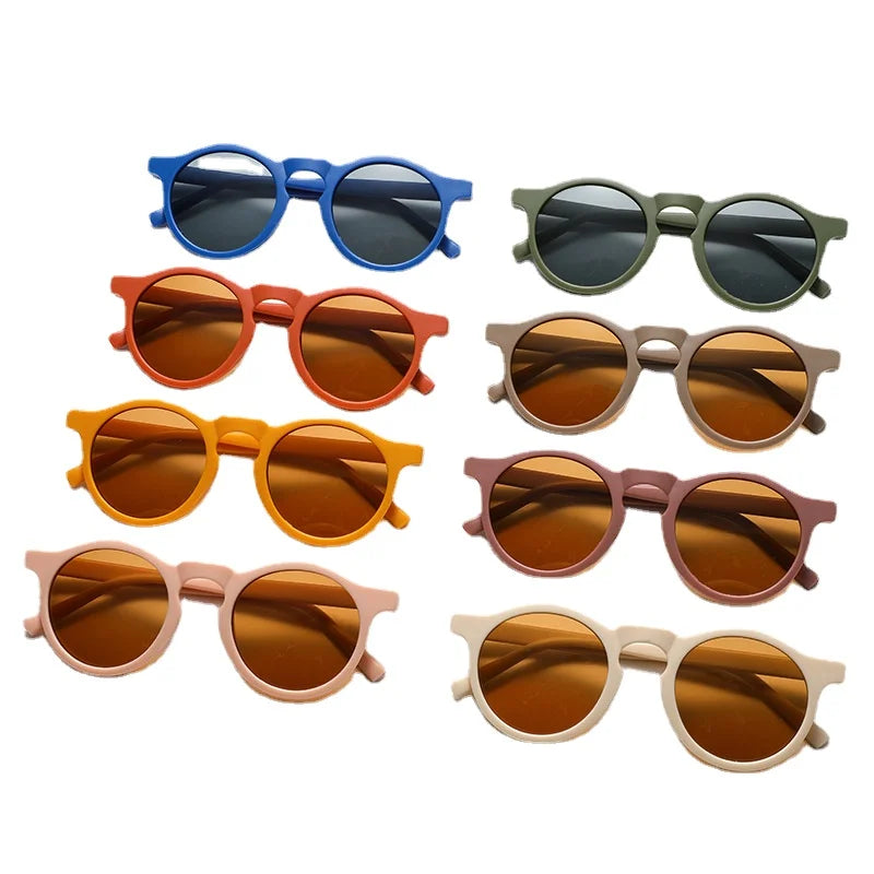 New Children Vintage Frosted Round Outdoor Sun Protection Sunglasses Baby Girls Acrylic UV400 Sunglasses Kids Fashion Glasses