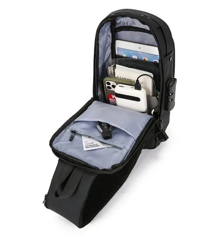 Men's Shoulder Bag Multifunction Anti Theft USB Messenger Pack Man Crossbody Cross Body Travel Chest Bags Pack