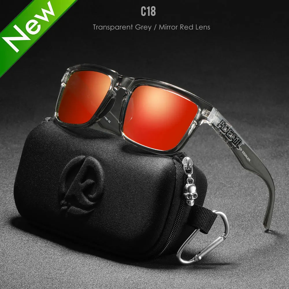 New KDEAM Brand High Quality Men Square Sunglasses Colors Sports Polarized Sun Glasses Reflective Coating Mirrored Lens UV400