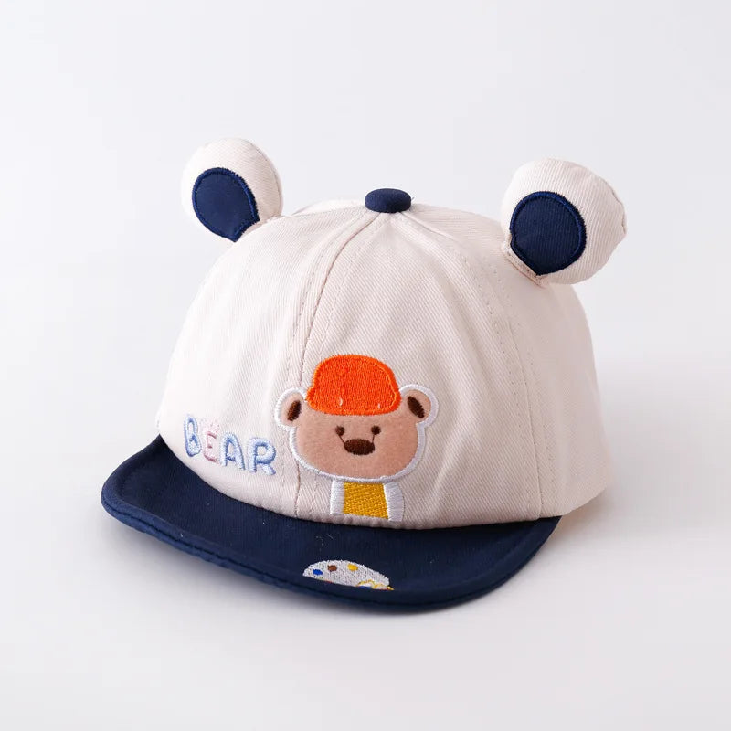 Cartoon Bear Ear Baby Baseball Cap Summer Cotton Peaked Hat for Infant Boy Girl Cute Embroidered Adjustable Kid Sun Hats 아기모자