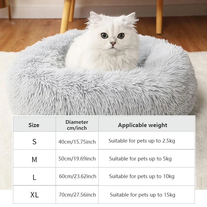 40-70CM Long Plush Winter Beds for Dogs & Cats, Home Plush Pet Nest, Soft Sofa Cushion Mats,Dog Kennel House, Warm Round Pet Bed