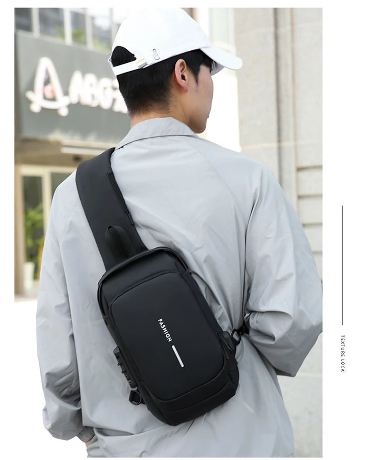 Men's Shoulder Bag Multifunction Anti Theft USB Messenger Pack Man Crossbody Cross Body Travel Chest Bags Pack