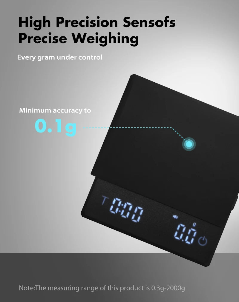AliKisscafe Coffee Scale Digital Weight Electronic Kitchen Measuring Scales 0.1g High Precision Espresso Accessory Barista Tool
