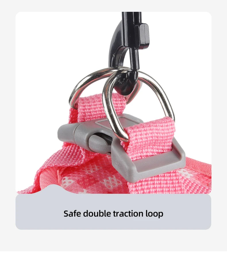 Kitten chest Strap Fresh plaid kitten leash anti-break Adjustable reflective pet chest strap Small dog kitten chest back