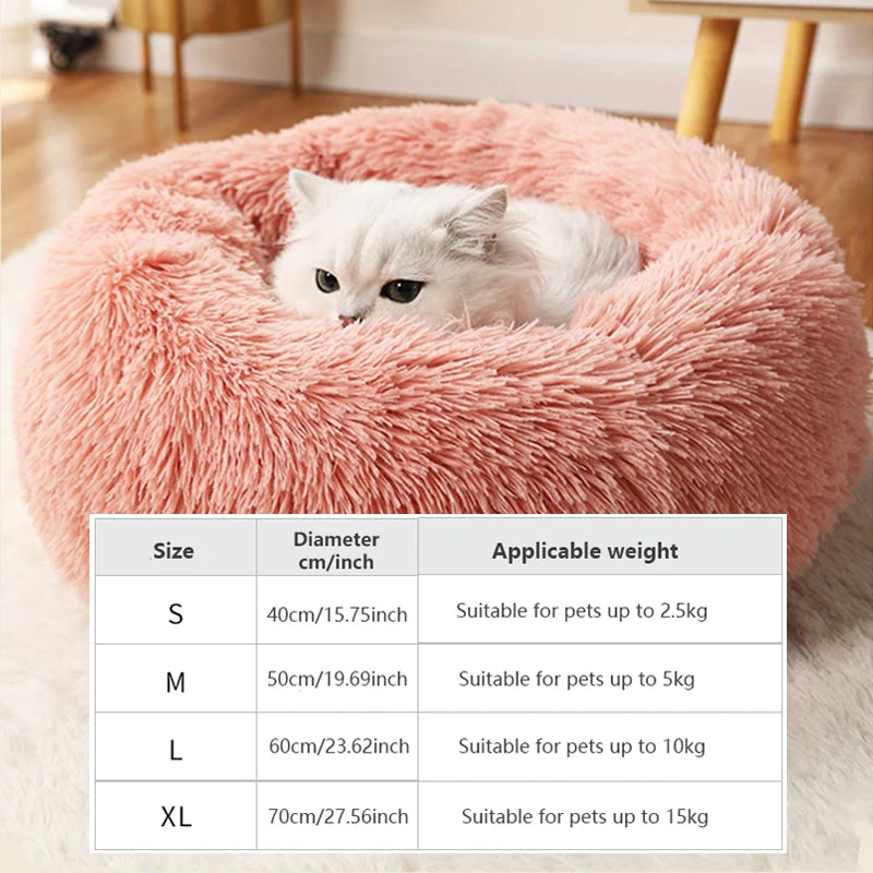 40-70CM Long Plush Winter Beds for Dogs & Cats, Home Plush Pet Nest, Soft Sofa Cushion Mats,Dog Kennel House, Warm Round Pet Bed