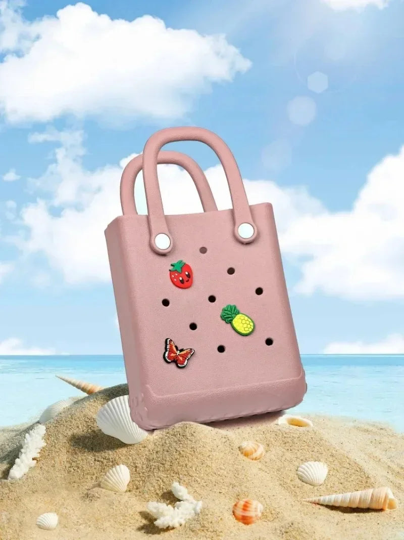 Charms Croc Beach Bag Rubber Waterproof Female Shoulder Handbag Fashion Crossbody Messenger Travel Pool Women Jibz Tote Sac Bag
