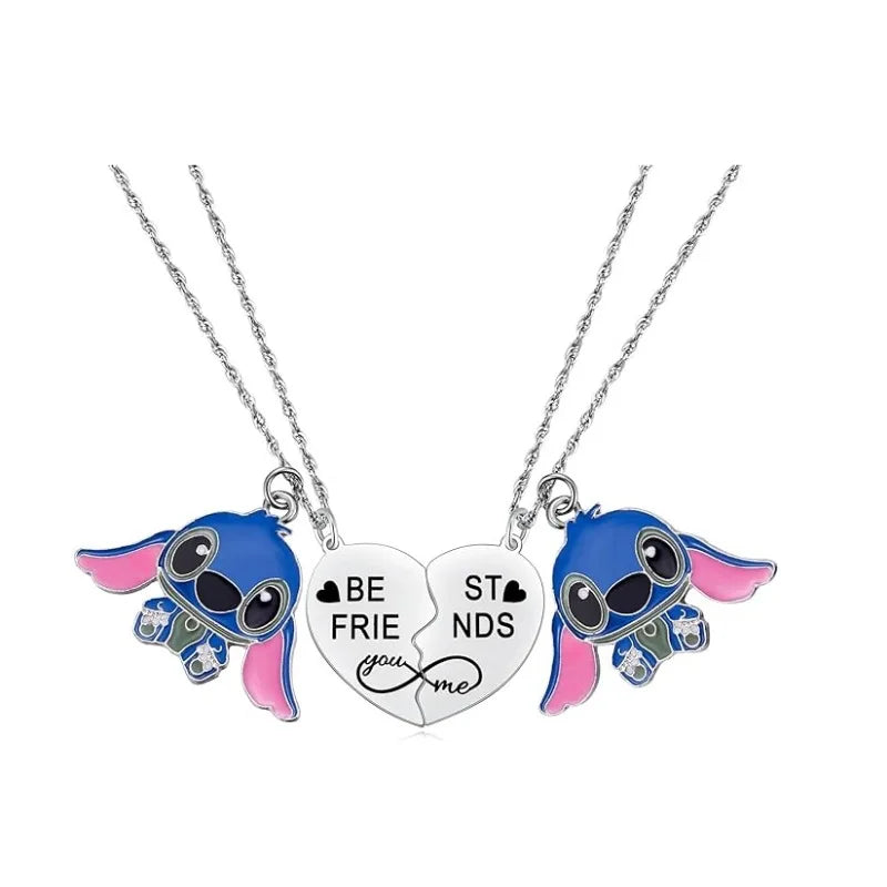 Disney Anime Film Lilo & Stitch Necklace Cute Cartoon Stitch Enamel Pendant Necklaces For Women Jewellery Best Friends Gifts