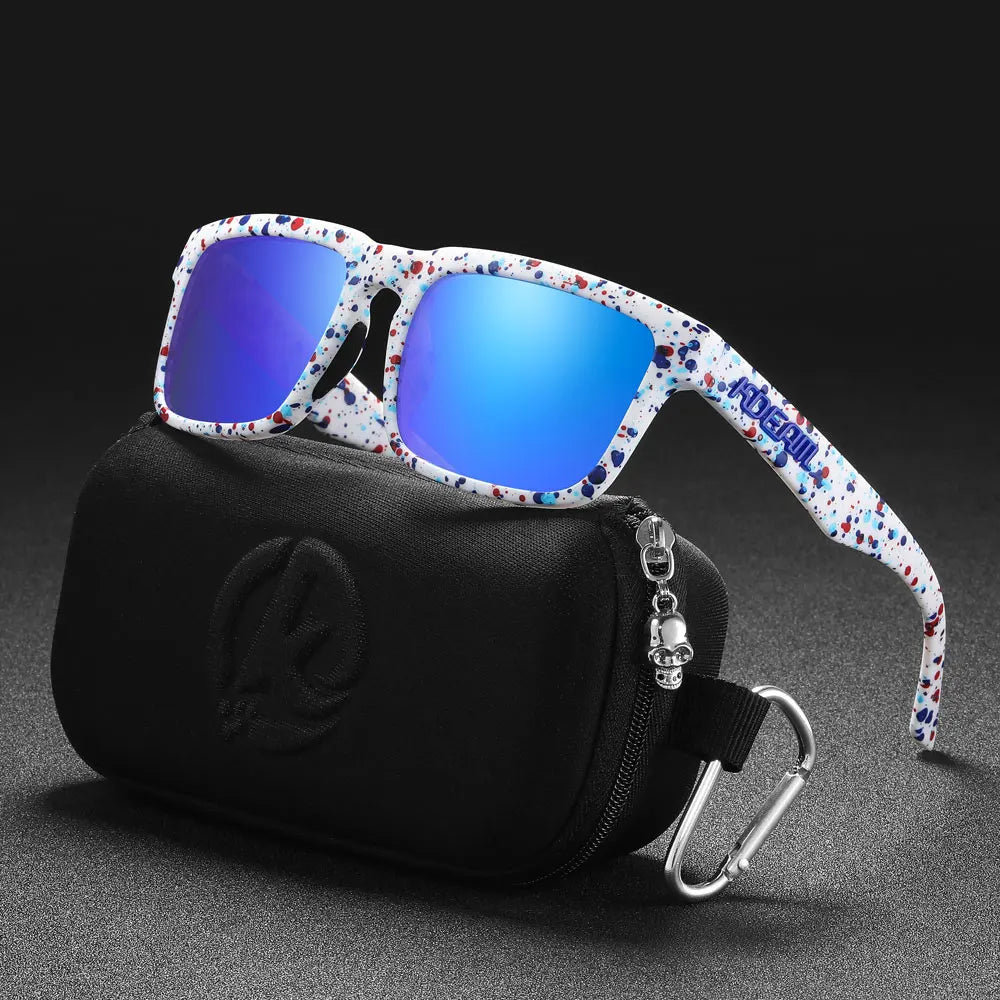 New KDEAM Brand High Quality Men Square Sunglasses Colors Sports Polarized Sun Glasses Reflective Coating Mirrored Lens UV400