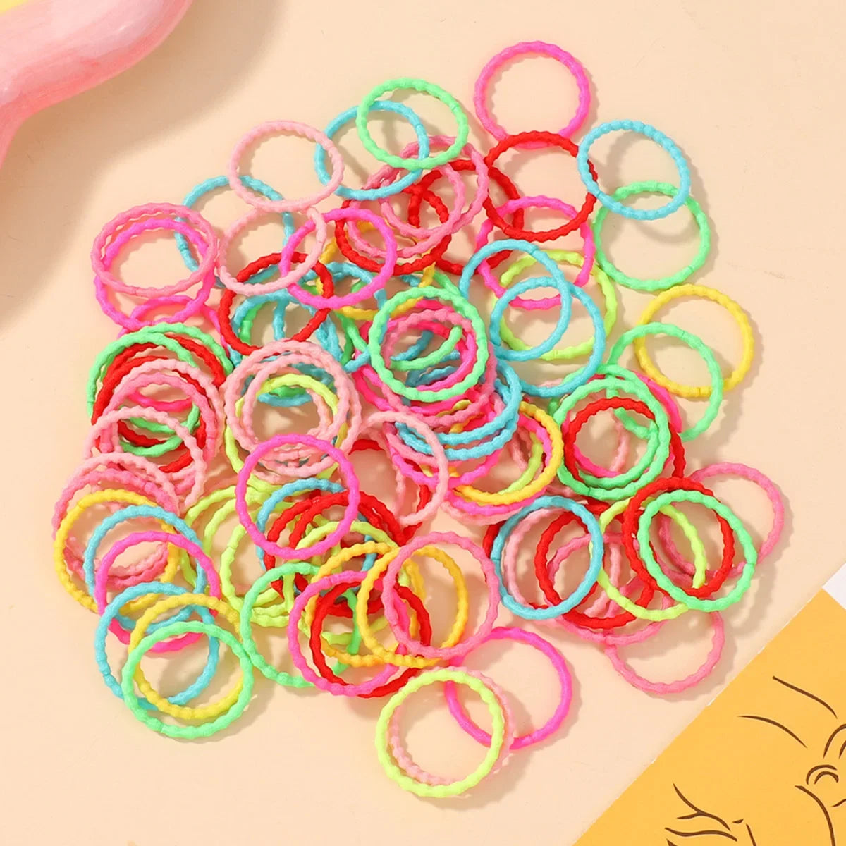 100pcs Baby 2cm Colorful Rubber Band Does Not Hurt The Hair Small Thumb Ring High Elastic Thread Toddler Kids Scrunchies Set