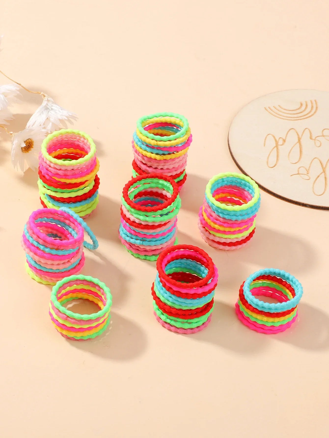 100pcs Baby 2cm Colorful Rubber Band Does Not Hurt The Hair Small Thumb Ring High Elastic Thread Toddler Kids Scrunchies Set