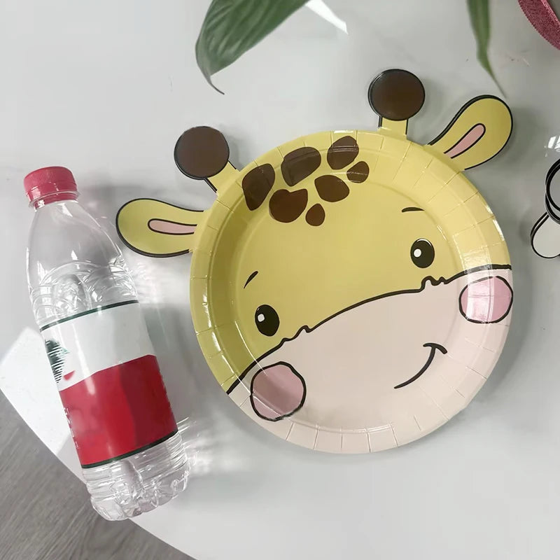 10pcs Farm Animals Party Paper Plates Cow Sheep Duck Chick  Disposable Plate Kids Children Birthday Tableware Parties Supply