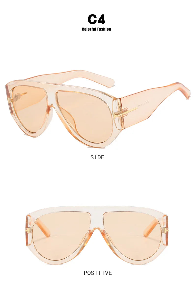New Vintage Woman Oval Shape Sunglasses Brand Designer Sun Glasses Trendy Street Shoot Shades Eyewear UV400 Gafas De Sol