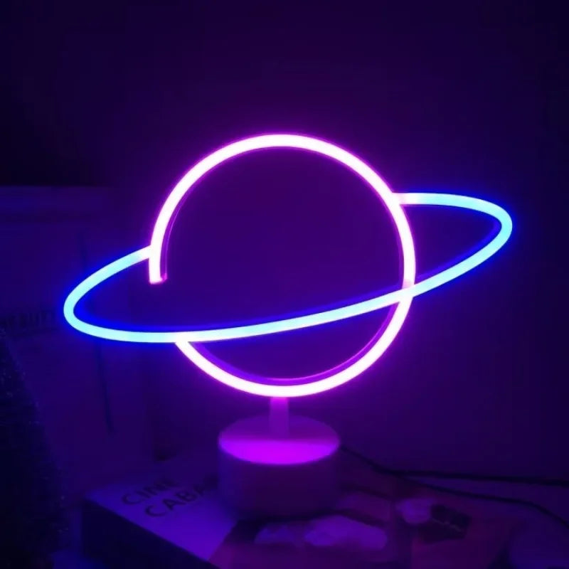 Battery/USB LED Neon Night Light Sign Flamingo Coconut Tree Cactus Table Lamp Kids Birthday Gifts Bedroom Christmas Art Decor