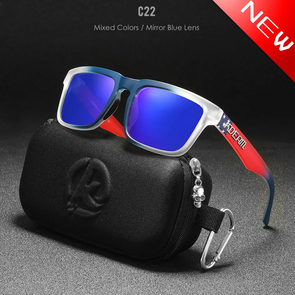New KDEAM Brand High Quality Men Square Sunglasses Colors Sports Polarized Sun Glasses Reflective Coating Mirrored Lens UV400