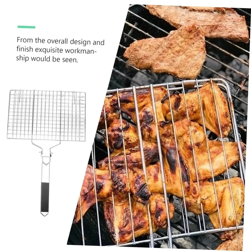 Stainless Steel BBQ Mesh Non Stick Grilling Basket Grill Mesh Mat Meat Vegetable Steak Picnic Party Barbecue Tool
