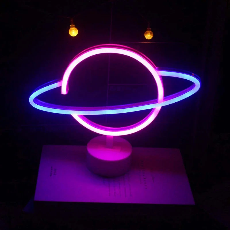 Battery/USB LED Neon Night Light Sign Flamingo Coconut Tree Cactus Table Lamp Kids Birthday Gifts Bedroom Christmas Art Decor