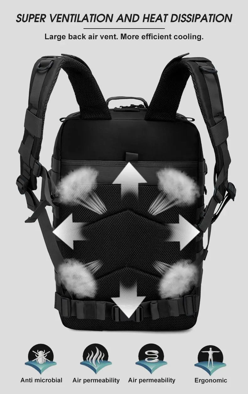 50L/35L/25L Tactical Backpack Men's Travel Large Capacity Rucksacks Men Waterproof Outdoor Sports Multi-functional Bags