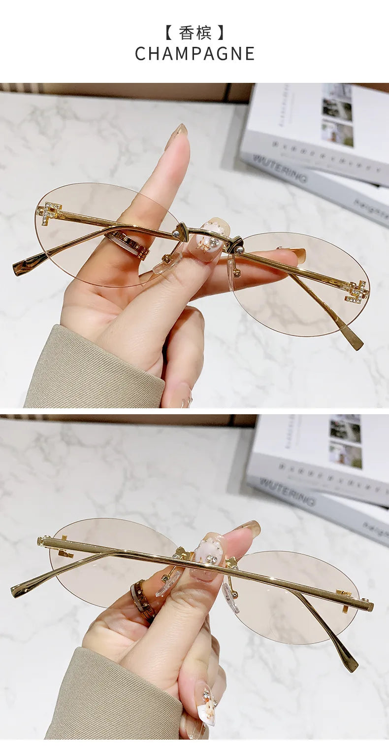 European and American fashionable frameless metal sunglasses