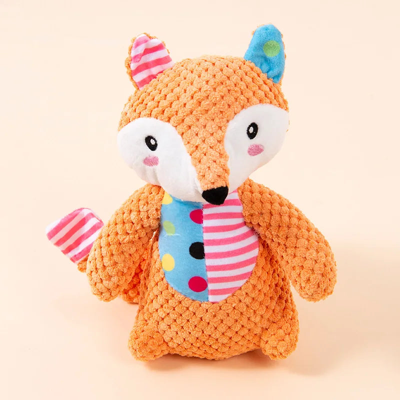 Pet Plush Toy Cat Dog Interactive Teething Toy Animals Bite Resistant Interactive Squeaky Pet Dog Teeth Cleaning Chew Toy