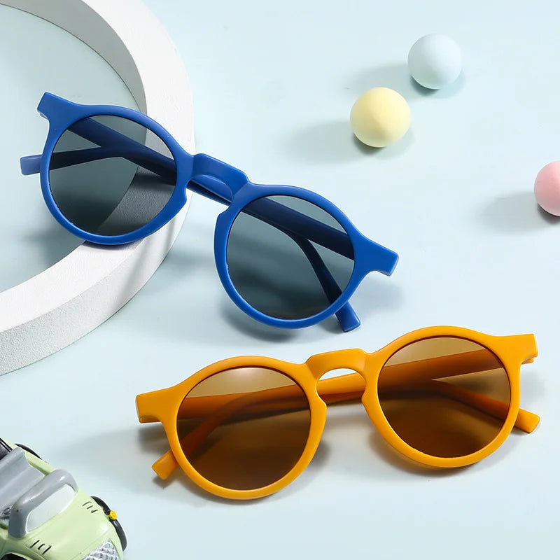New Children Vintage Frosted Round Outdoor Sun Protection Sunglasses Baby Girls Acrylic UV400 Sunglasses Kids Fashion Glasses