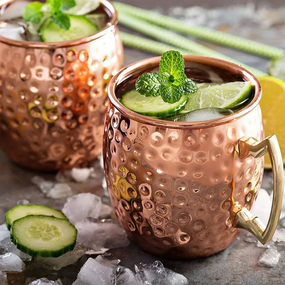 Cocktail Wine Cup Moscow Mule Mug Stainless Steel Hammered Copper Plated Beer Cup Coffee Cup Bar Drinkware for Ramadan