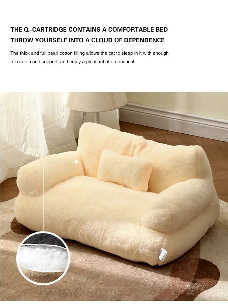 YOKEE Luxury Cat Bed Super Soft Warm Sofa for Small Dogs Detachable Washable Non-slip Kitten Puppy Sleeping House Pet Supplies