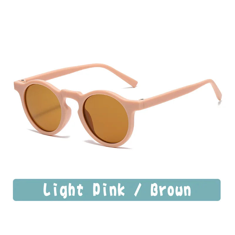 New Children Vintage Frosted Round Outdoor Sun Protection Sunglasses Baby Girls Acrylic UV400 Sunglasses Kids Fashion Glasses