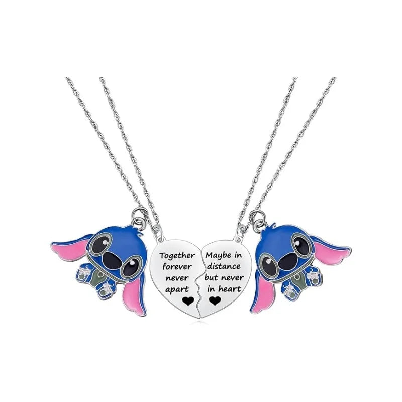Disney Anime Film Lilo & Stitch Necklace Cute Cartoon Stitch Enamel Pendant Necklaces For Women Jewellery Best Friends Gifts
