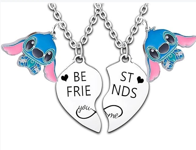 Disney Anime Film Lilo & Stitch Necklace Cute Cartoon Stitch Enamel Pendant Necklaces For Women Jewellery Best Friends Gifts