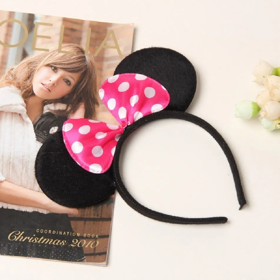 Girl Mouse Ears Headband Children Princess Party Accessories Kids Bowknot Dots Hair Band Halloween Birthday Christmas Hairband