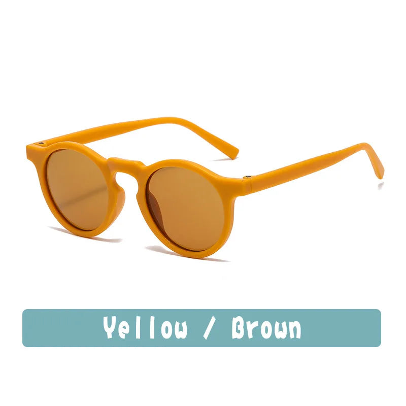 New Children Vintage Frosted Round Outdoor Sun Protection Sunglasses Baby Girls Acrylic UV400 Sunglasses Kids Fashion Glasses