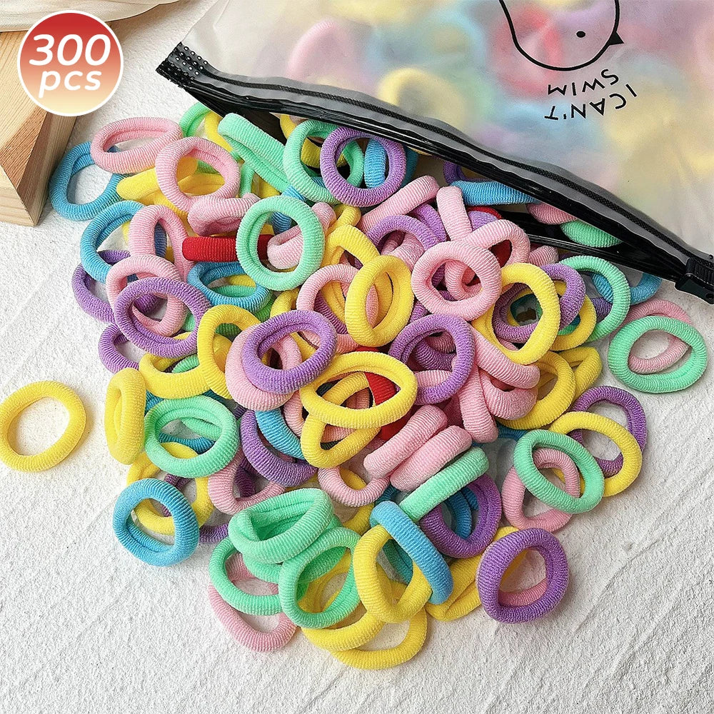 100/300/500 pcs Girls Colorful Elastic Hair Bands Ponytail Hold Hair Tie Rubber Bands Scrunchie Hair Accessories Bands for Girls
