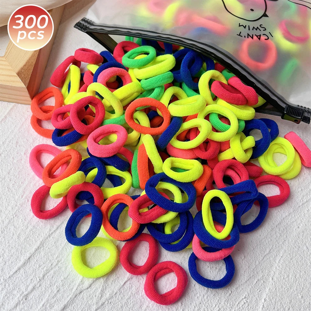 100/300/500 pcs Girls Colorful Elastic Hair Bands Ponytail Hold Hair Tie Rubber Bands Scrunchie Hair Accessories Bands for Girls