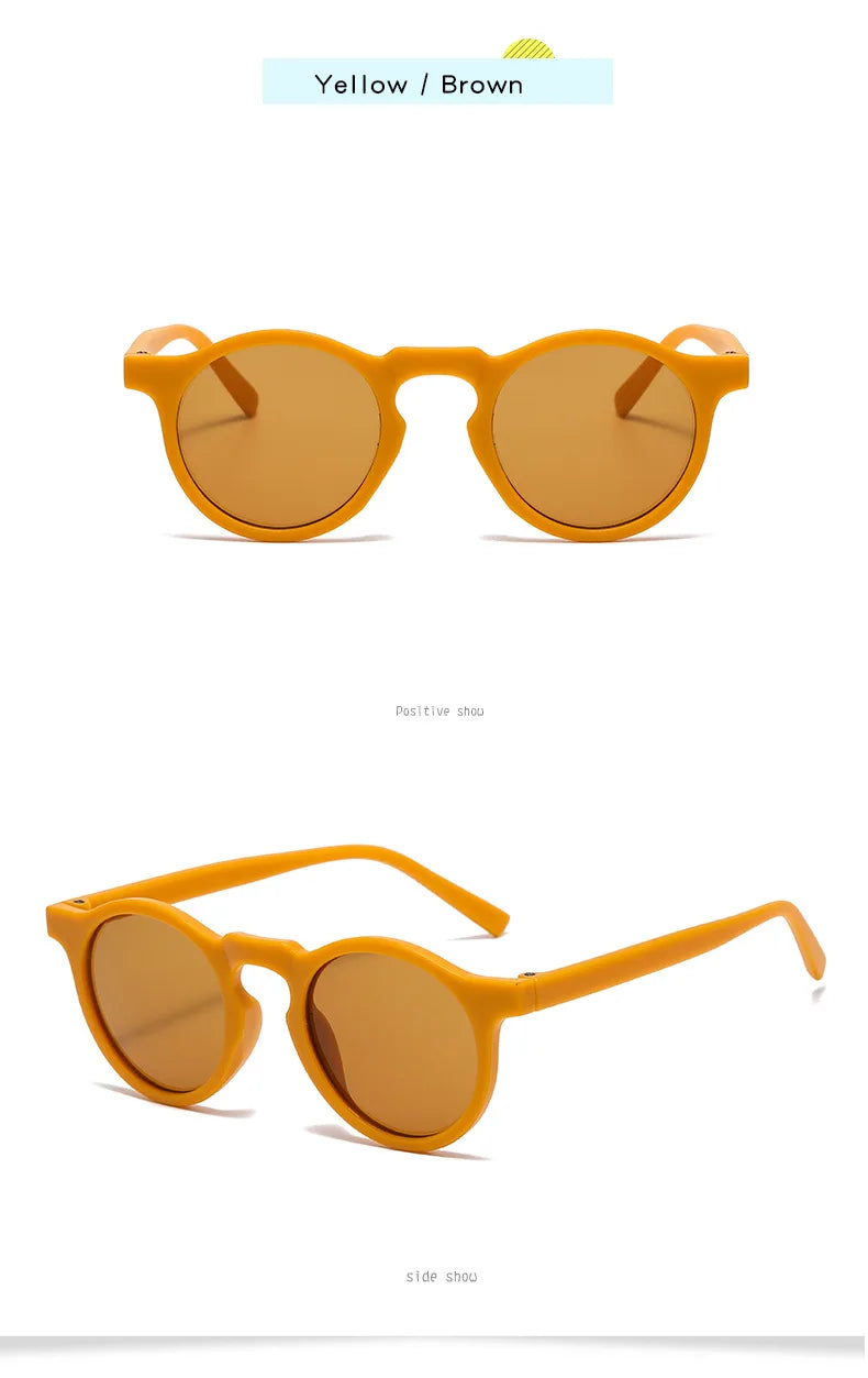 New Children Vintage Frosted Round Outdoor Sun Protection Sunglasses Baby Girls Acrylic UV400 Sunglasses Kids Fashion Glasses