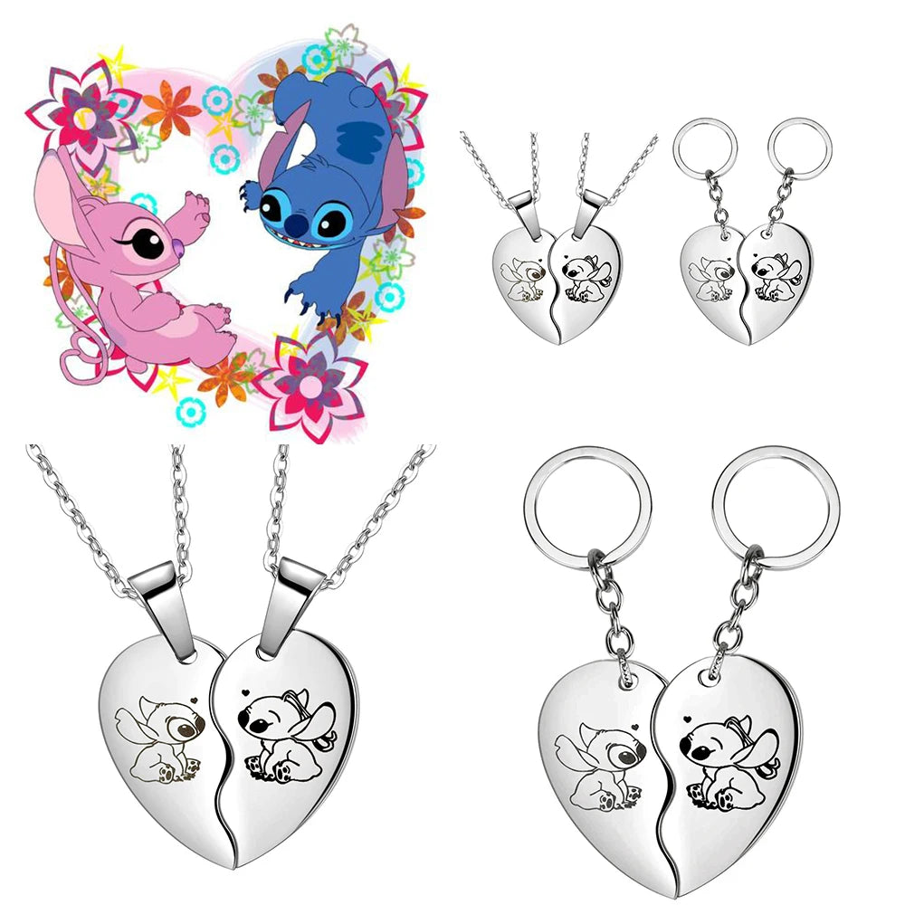 Disney Anime Film Lilo & Stitch Necklace Cute Cartoon Stitch Enamel Pendant Necklaces For Women Jewellery Best Friends Gifts