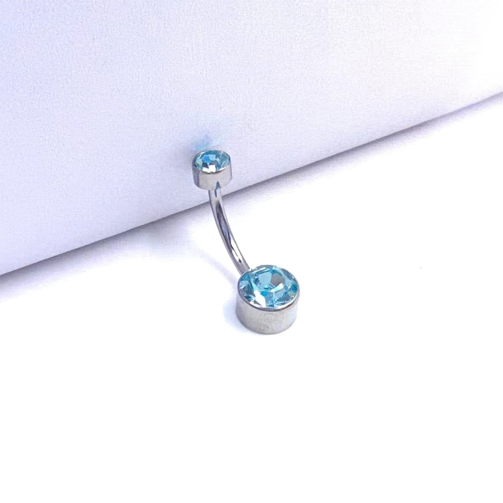 G23 Titanium Button Rings Body Piercing Jewellery Premium Stone Belly Fashion Navel Piercing Ring Jewelry for Women Wholesal