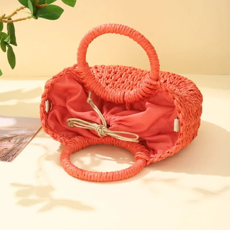 Handwoven Straw Rattan Half-Moon Beach Handbag Large Capacity Women Summer Hollow Out Crossbody Shoulder Bag  crossbody bags