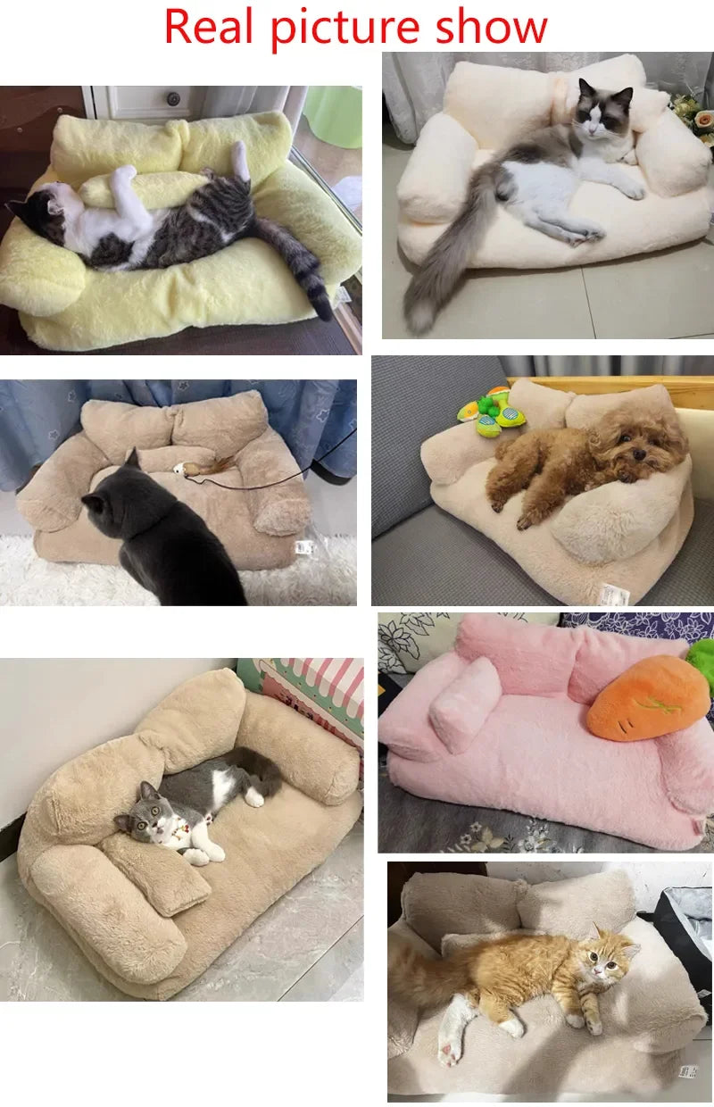 YOKEE Luxury Cat Bed Super Soft Warm Sofa for Small Dogs Detachable Washable Non-slip Kitten Puppy Sleeping House Pet Supplies