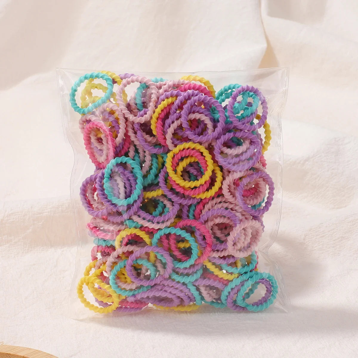 100pcs Baby 2cm Colorful Rubber Band Does Not Hurt The Hair Small Thumb Ring High Elastic Thread Toddler Kids Scrunchies Set