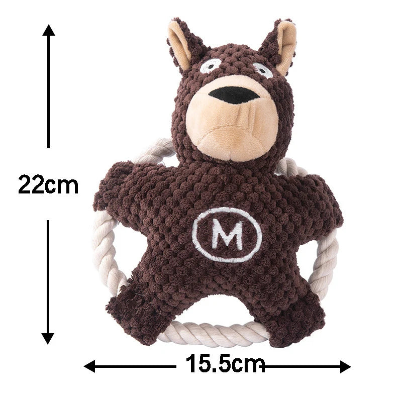 Pet Plush Toy Cat Dog Interactive Teething Toy Animals Bite Resistant Interactive Squeaky Pet Dog Teeth Cleaning Chew Toy
