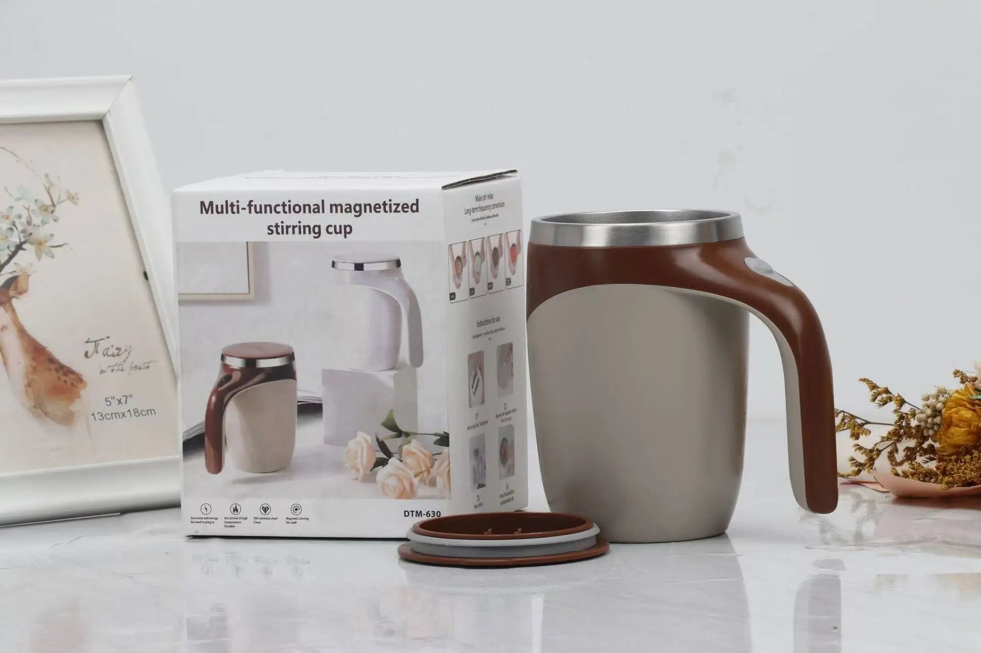 Lazy Coffee Stirring Cup Auto Stirring Cup Magnetic Rotating Electric Milk Cup Mark Cup 304 Stainless Steel