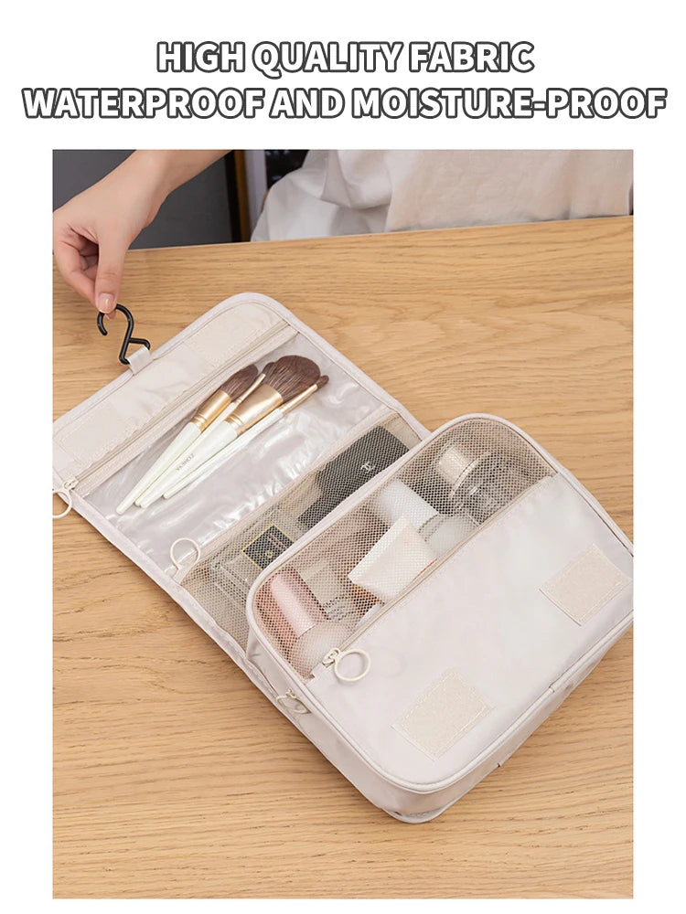 Travel Multi Functional Hanging Makeup Bag With Hanging Washable Bag Large Capacity Dry Wet Separation Handheld Storage Bag